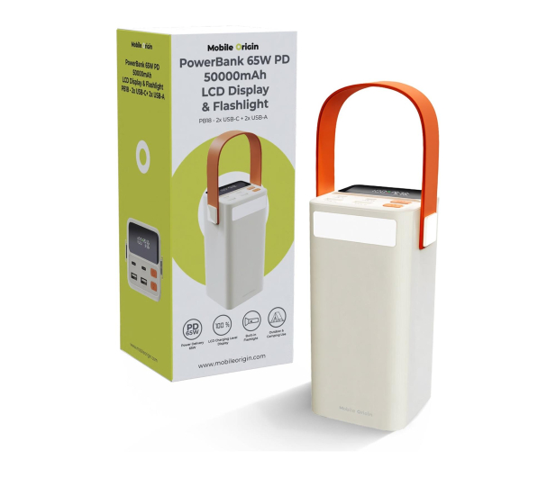 Mobile Origin 50000 mAh TFT Display & Flashlight PB18 2xUSB-C + 2xUSB-A - 1537893 - zdjęcie
